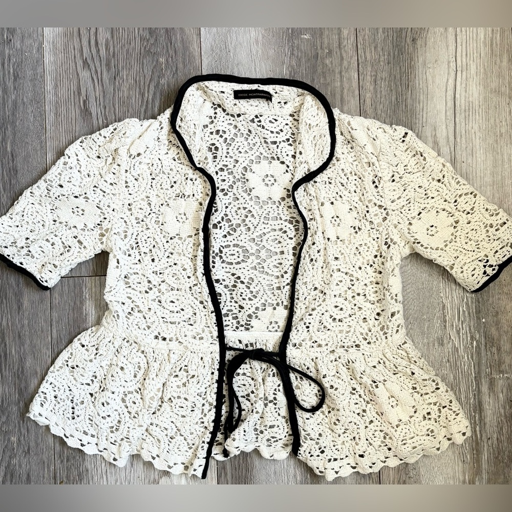 Kiki de Montparnasse front tie crochet top